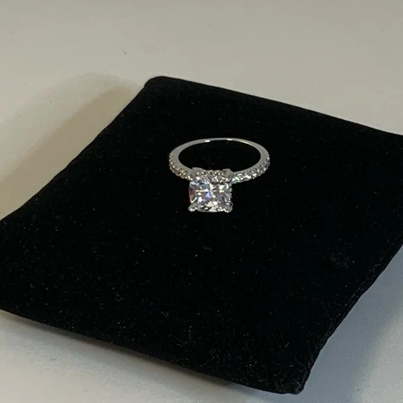 1ct Pave Crown Cushion Cut Ring - Picture 7 of 14